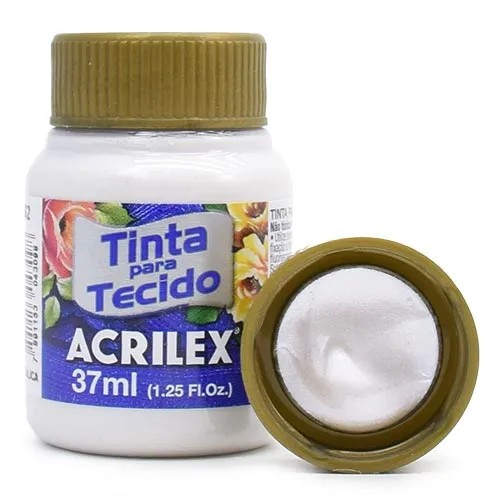 Tinta P/ Tecido 37ml Acrilex Metalica Branco 562