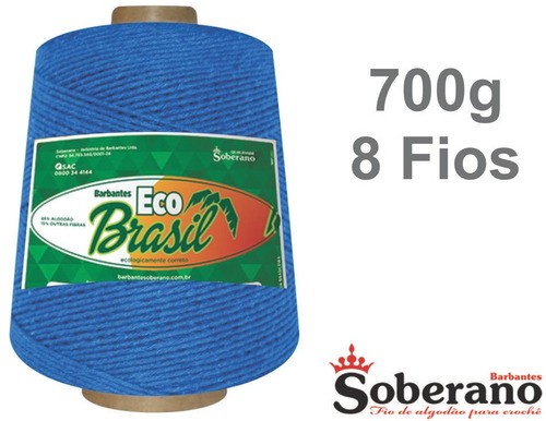Barbante 700g 470 m Fio 8 Soberano AzRoyal crochê trico