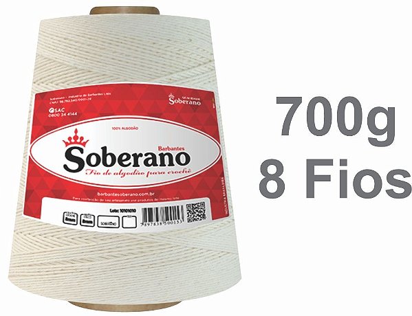 Barbante 700g Fio 8 Soberano CRU crochê trico