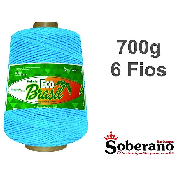 Barbante 700g 580m Fio 6 Soberano Turquesa crochê trico