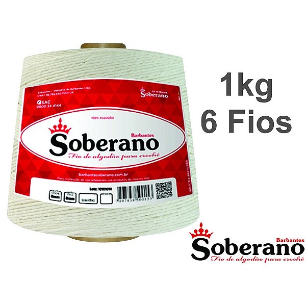 Barbante 1kg Fio6 Soberano CRU crochê trico Color