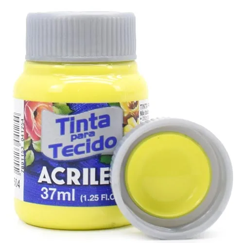 Tinta P/ Tecido 37ml Acrilex Amarelo Limão 504
