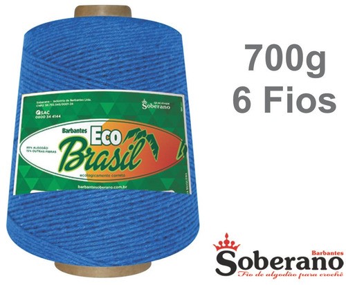 Barbante 700g Fio6 Soberano Az Royal 580m croche trico Color