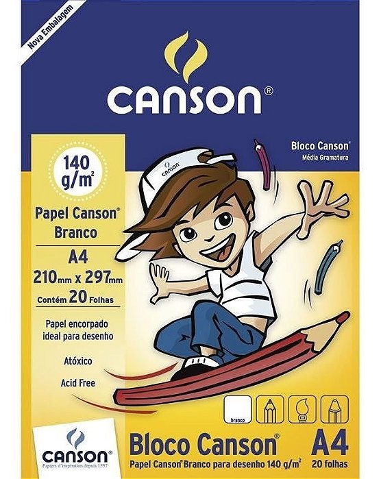 Bloco Branco Para Desenho A4 Com 20 Folhas - Canson