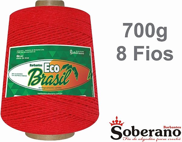 Barbante 700g Fio 8 Soberano Vermelho 470m crochê trico