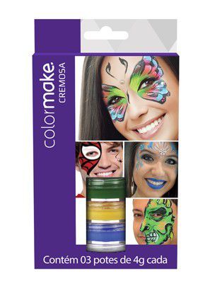 CARTELA TINTA FACIAL CREMOSA COM 3 CORES COLOR MAKE