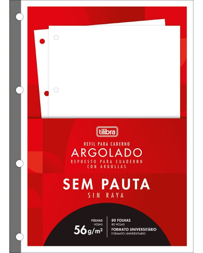 Refil Tiliflex sem Pauta para Caderno Argolado 80Fls Tilibra