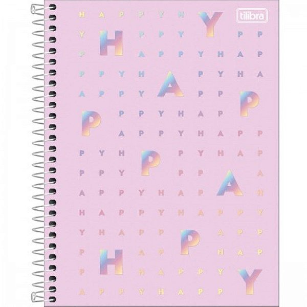 Caderno 1 Matéria Colegial Espiral Happy  80 Folhas Tilibra