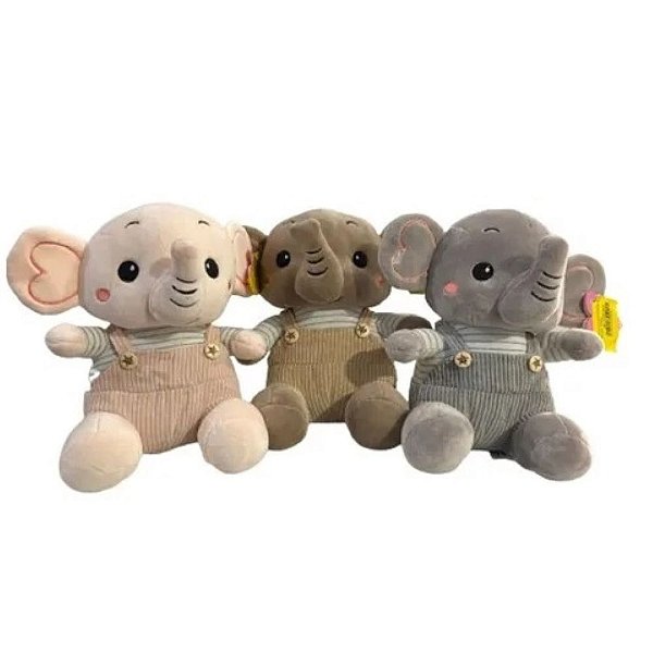 PELUCIA ELEFANTE 23CM C/ MACACÃO CH2115 SUNN TOYS