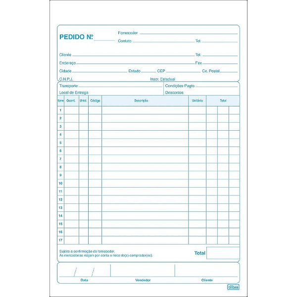 Talao De Pedido 1/18 3v Tilibra 139x209mm 151581 Unidade