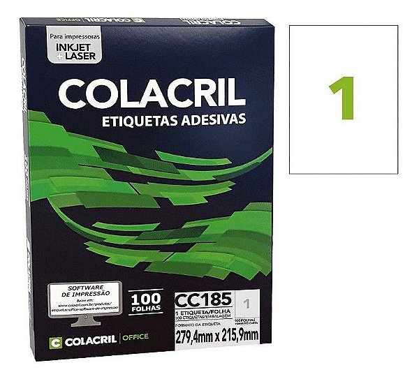 Etiqueta Carta Cc185, 279,4 X 215,9 Mm 100 Folhas Colacril