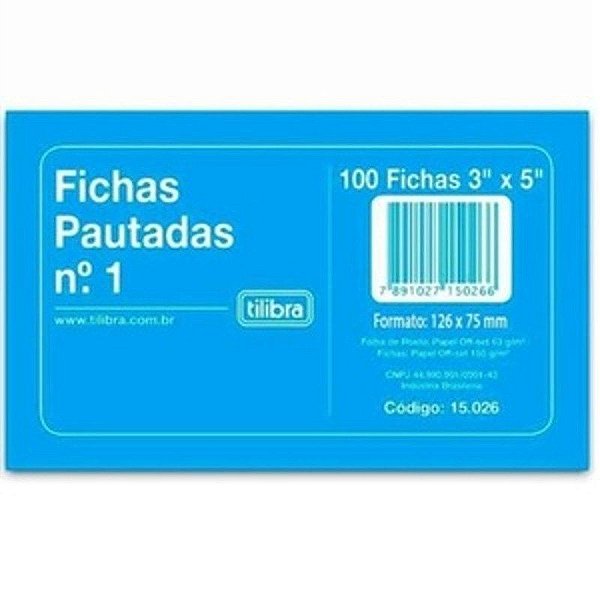 Ficha Pautada 3x5 N°1 C/100 Tilibra 150266
