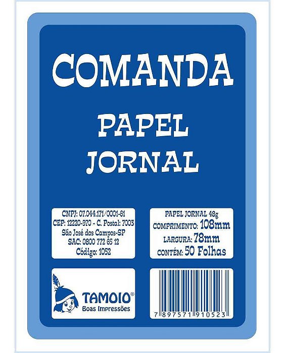 Bloco Comanda Papel Jornal 1/72 50f Tamoio 1052
