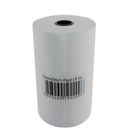 Caixa com 30 Bobinas Papel Offset 76mm x 30m Regispel