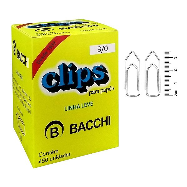Caixa Clips Bacchi 3/0 Galvanizado C/450 Unidades