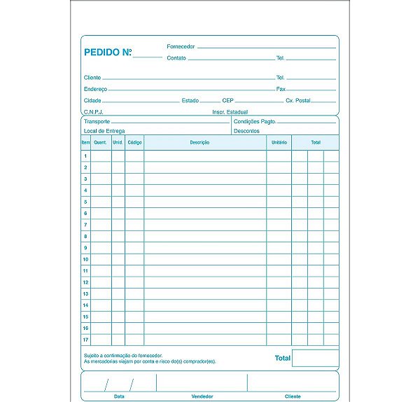 Talao de pedido 1/18 2v tilibra 139x206mm 151572 unidade