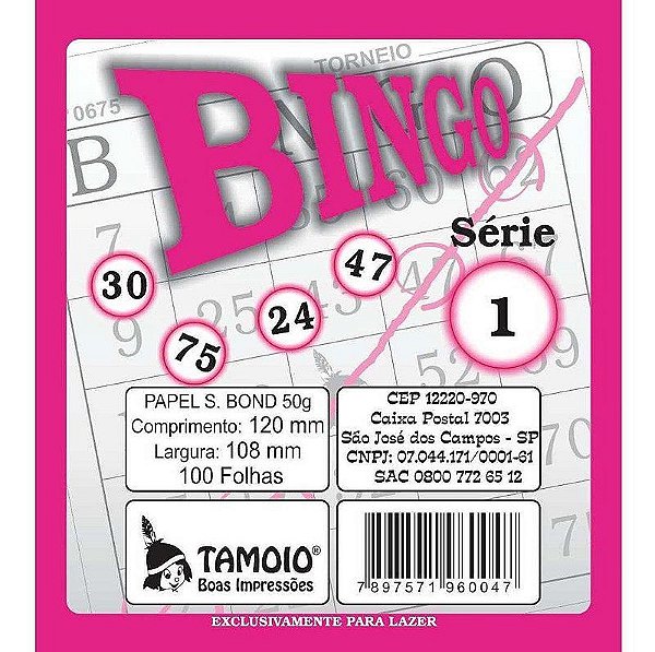 Blocos P/ Bingo C/100 Rosa Tamoio C/15