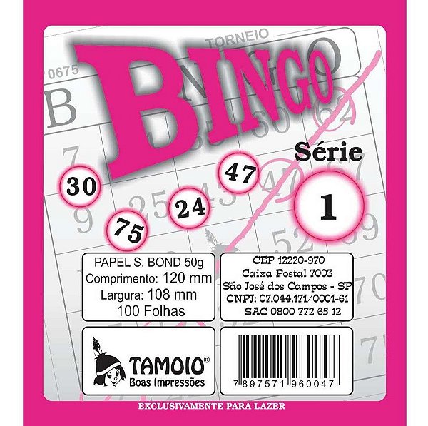 Blocos P/ Bingo C/100 Rosa Tamoio C/15