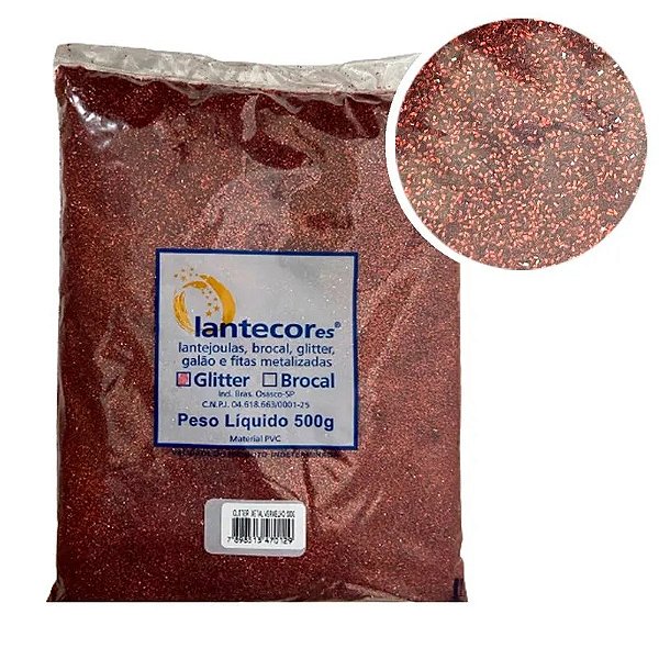 Pacote de Glitter 500g Vermelho  Metalizado Lantecores