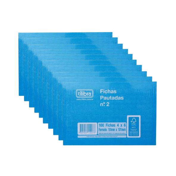 Kit C/10 Fichas Pautadas 4x6 N°2 C/100 Tilibra 150274