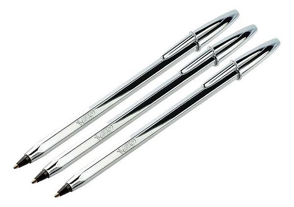kit. c/ 10 Canetas Bic Celebration Prata Silver