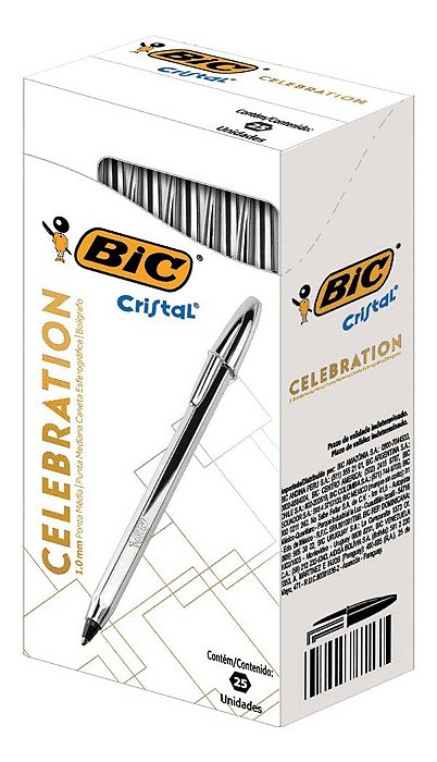 Caneta Bic Celebration Preta 1.0 Prata 970908
