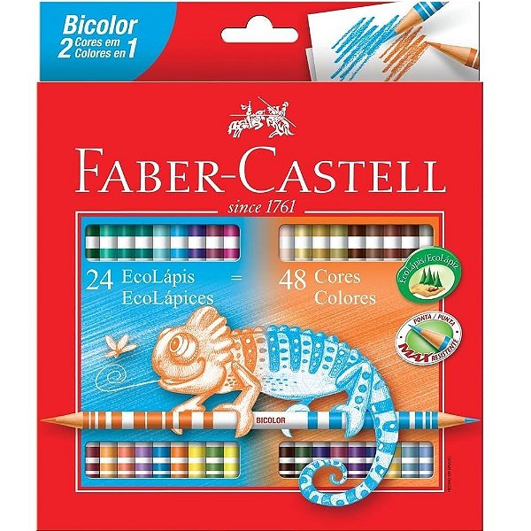 Lápis De Cor Bicolor Faber Castell Com 24 Lápis 48 Cores