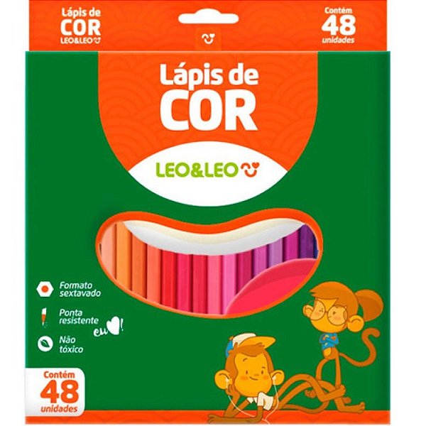 Estojo de Lápis de Cor Leo&Leo 48 cores