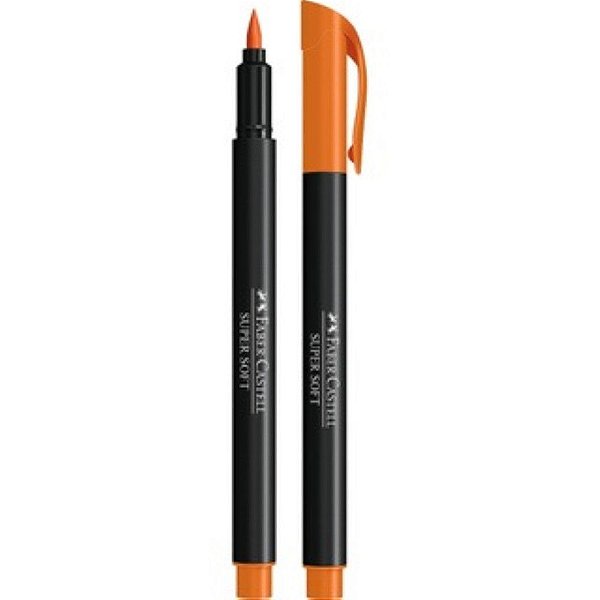 Caneta Marcador Super Soft Brush Laranja Faber