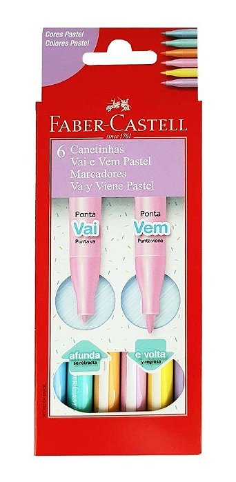 Canetinha Hidrográfica 6 Cores Vai E Vem Pastel Faber Castel