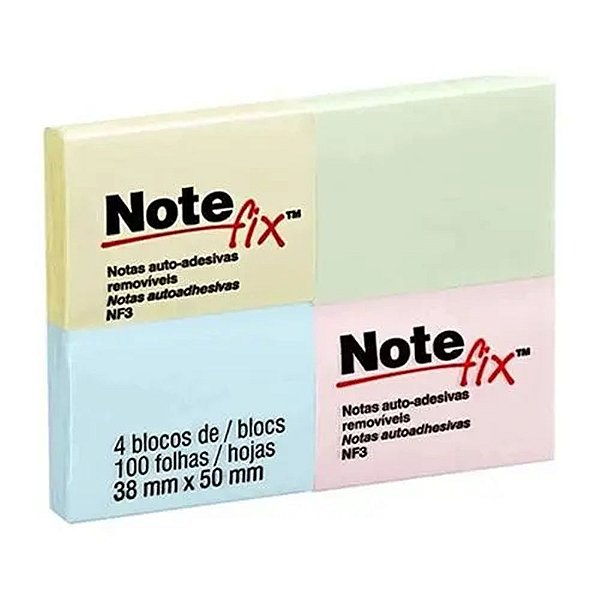 Bloco Adesivo Notefix 38x50mm Cores 100f Nf3 3m