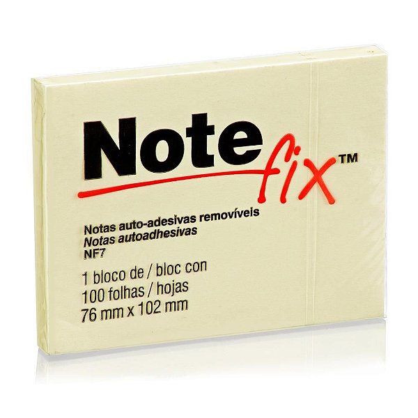 Bloco Adesivo Notefix 76x102mm Amarelo 100f Nf7 3m