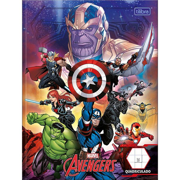 Caderno Brochurão Capa Dura Quadriculado Avengers Tilibra
