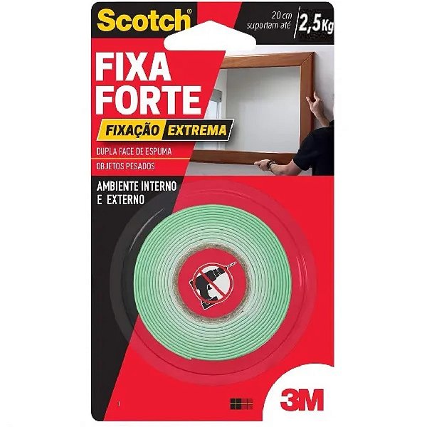 Fita Dupla Face Fixa Forte Extreme 12mmx2m 2,5kg Transp 3m