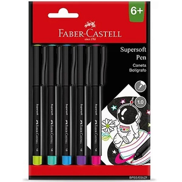 CANETA C/5 SUPERSOFT PEN 1.0MM FABER-CASTELL