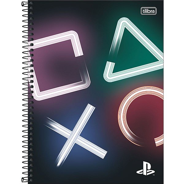 Caderno Espiral Capa Dura Universitário 1 Matéria PlayStation 80 Folhas