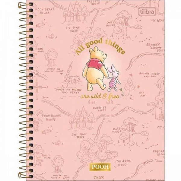 Caderno Pooh Capa Dura Universitário 1 Matéria Tilibra