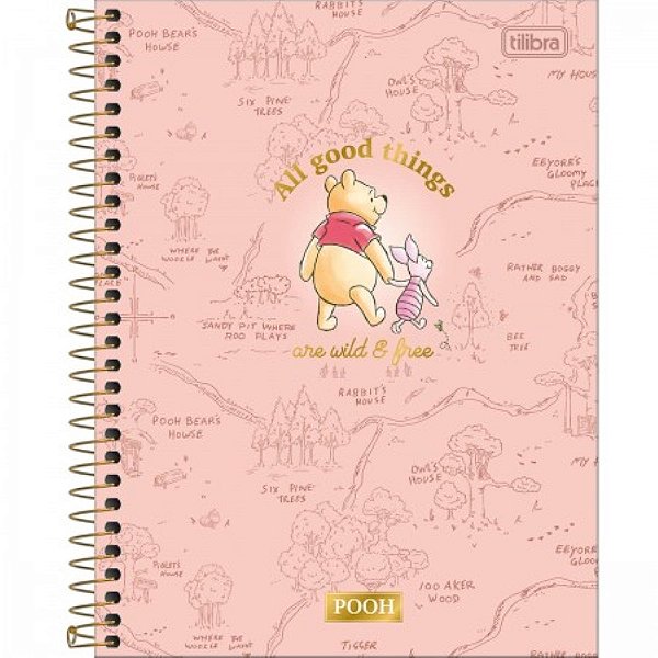 Caderneta Espiral Capa Dura 1/8 Pooh 80 Folhas Tilibra