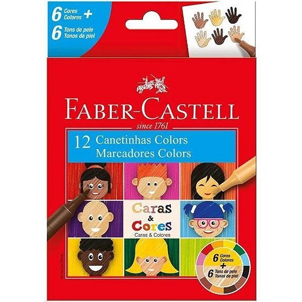 Caneta Hidrográfica Faber-castell 12 Cores Caras E Cores