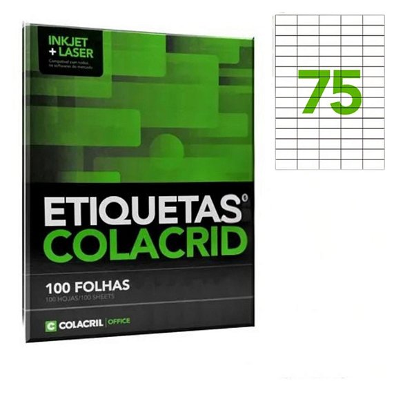 Etiqueta A4 Ca4371, 42 X 19,8 Mm 100 Folhas Colacril