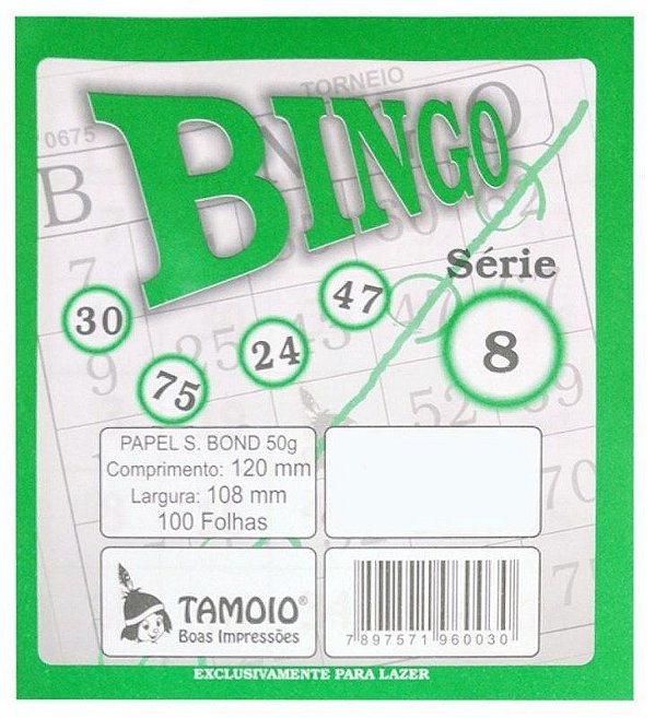 Bloco Para Bingo Com 100 Folhas Verde 6003 Tamoio Un.