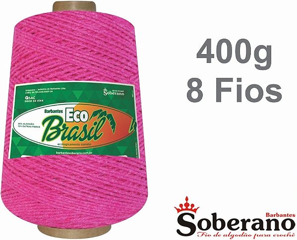 Barbante 400g Fio 8 Soberano Pink 300m crochê trico