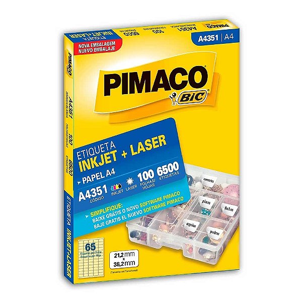 Pacote de Etiqueta A4351 C/100fls e 6500 etiquetas Bic