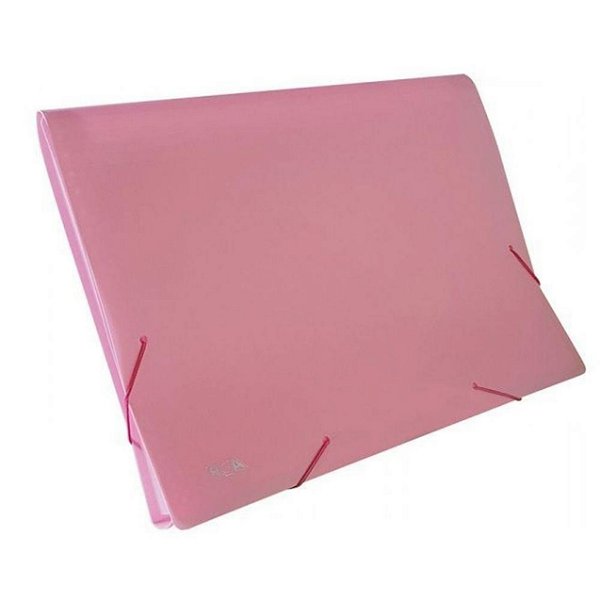 Pasta Plast Sanfonada A4 12 Div Pastel Rosa Acp