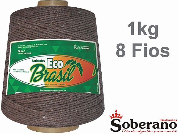Barbante 1kg Fio 8 Soberano Café crochê trico