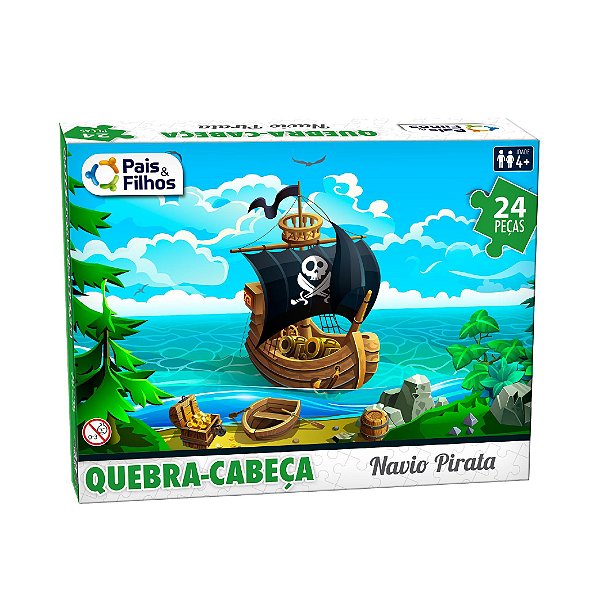 Brinq Quebra-Cabeça 24pçs Navio Pirata Infantil Pais E Filhos 10770