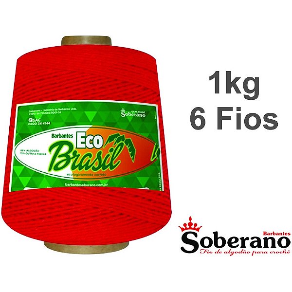 Barbante 1kg Fio 6 Soberano Vermelho crochê trico