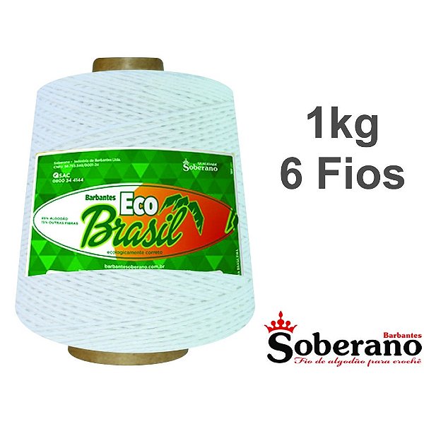 Barbante 1kg Fio 6 Soberano Branco crochê trico