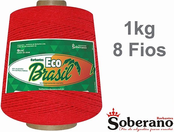 Barbante 1kg Fio 8 Soberano VERMELHO crochê trico Color