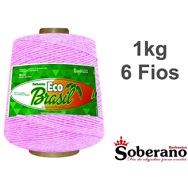 Barbante 1 kg Fio 6 Soberano Rosa Bebê crochê trico
